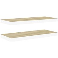 Shumee floating wall mounted 2 pcs oak and white 80×23,5×3,8 cm MDF, 326580 - Shelf