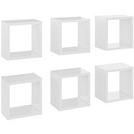 Shumee - Nástenné štvorcové 6 ks biele vysoký lesk 22×15×22 cm, 807072 - Polica