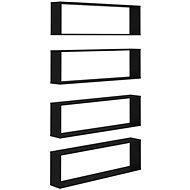 Shumee - Nástenné obdĺžnikové, 4 ks  čierne, 100 × 15 × 30 cm, drevotrieska, 807083 - Polica