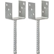 Fence anchors 2 pcs silver 9 x 6 x 30 cm galvanized steel - Fence Strut