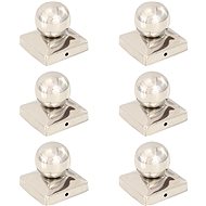 Fence post caps 6 pcs with ball Stainless steel 81 x 81 mm - Protective Cap