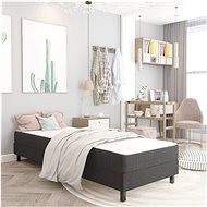Bed boxspring dark gray textile 90x200 cm - Bed