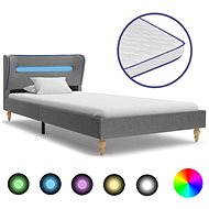 Mattress bed made of memory foam LED light gray textile 90x200 cm - Bed