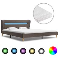 Bed with mattress and LED taupe textile 160x200 cm - Bed