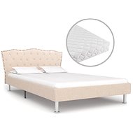 Bed with mattress beige fabric 140x200 cm - Bed