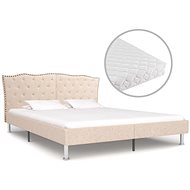 Bed with mattress beige fabric 160x200 cm - Bed