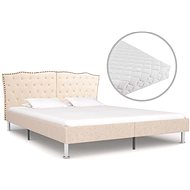 Bed with mattress beige fabric 180x200 cm - Bed