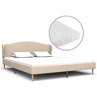 Bed with mattress beige fabric 180x200 cm - Bed