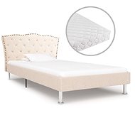 Bed with mattress beige fabric 90x200 cm - Bed