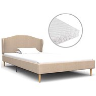 Bed with mattress beige fabric 90x200 cm - Bed