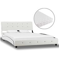 Bed with white artificial leather mattress 120x200 cm - Bed