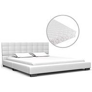 Bed with white artificial leather mattress 140x200 cm - Bed