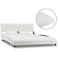Bed with white artificial leather mattress 140x200 cm - Bed