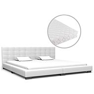 Bed with white artificial leather mattress 180x200 cm - Bed