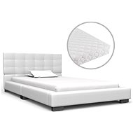 Bed with white artificial leather mattress 90x200 cm - Bed