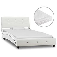 Bed with white artificial leather mattress 90x200 cm - Bed
