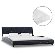 Bed with mattress black faux leather 160x200 cm - Bed