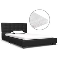 Bed with mattress black faux leather 90x200 cm - Bed