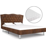 Bed with mattress brown textile 120x200 cm - Bed