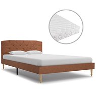 Bed with mattress brown textile 120x200 cm - Bed