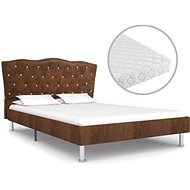 Bed with mattress brown textile 140x200 cm - Bed