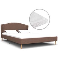 Bed with mattress brown textile 140x200 cm - Bed