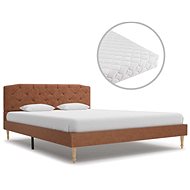 Bed with mattress brown textile 140x200 cm - Bed