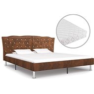 Bed with mattress brown textile 160x200 cm - Bed