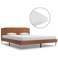 Bed with mattress brown textile 160x200 cm - Bed