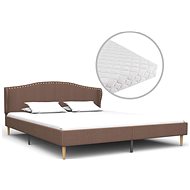 Bed with mattress brown textile 180x200 cm - Bed