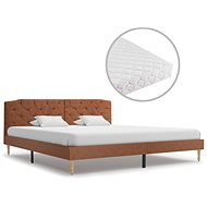 Bed with mattress brown textile 180x200 cm - Bed