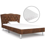 Bed with mattress brown textile 90x200 cm - Bed