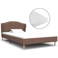 Bed with mattress brown textile 90x200 cm - Bed