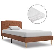 Bed with mattress brown textile 90x200 cm - Bed