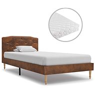 Bed with mattress brown faux leatherette 90x200 cm - Bed