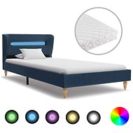 Bed with mattress LED blue textile 90x200 cm - Bed
