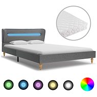 Bed with LED mattress light gray textile 120x200 cm - Bed