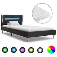 Bed with LED mattress dark gray jute 90x200 cm - Bed