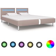 Bed frame with LED cappuccino faux leather 160x200 cm - Bed Frame