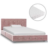 Bed with mattress pink velvet 90x200 cm - Bed