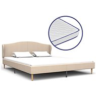 Bed with mattress with memory foam beige textile 160x200 cm - Bed