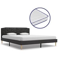 Bed with mattress with memory foam black textile 160x200 cm - Bed
