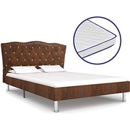 Bed with mattress with memory foam brown textile 140x200 cm - Bed