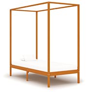 Bed frame with canopy honey brown solid pine 100x200 cm - Bed Frame