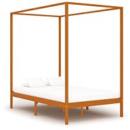 Bed frame with canopy honey brown solid pine 140x200 cm - Bed