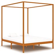 Bed frame with canopy honey brown solid pine 160x200 cm - Bed