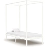 Bed frame with canopy white solid pine wood 90x200 cm - Bed