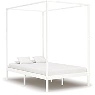 Bed frame with canopy white solid pine 140x200 cm - Bed
