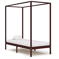 Bed frame with canopy dark brown solid pine 90x200 cm - Bed