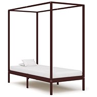 Bed frame with canopy dark brown solid pine 100x200 cm - Bed Frame